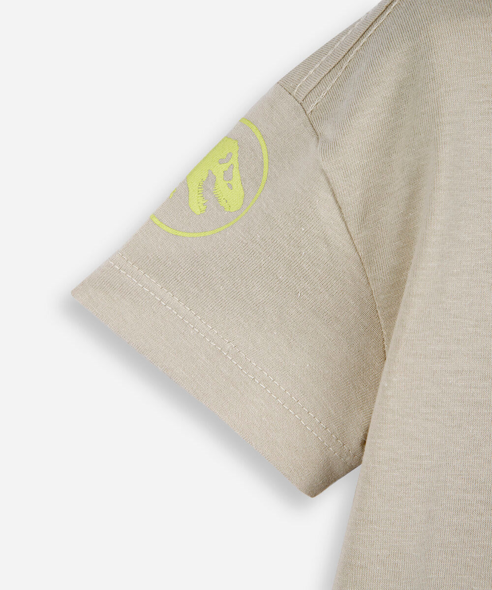 camiseta infantil jurassic bege