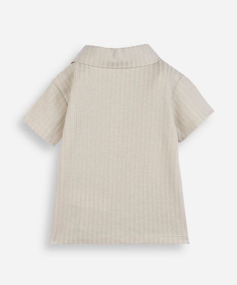 camisa infantil de malha texturizada bege
