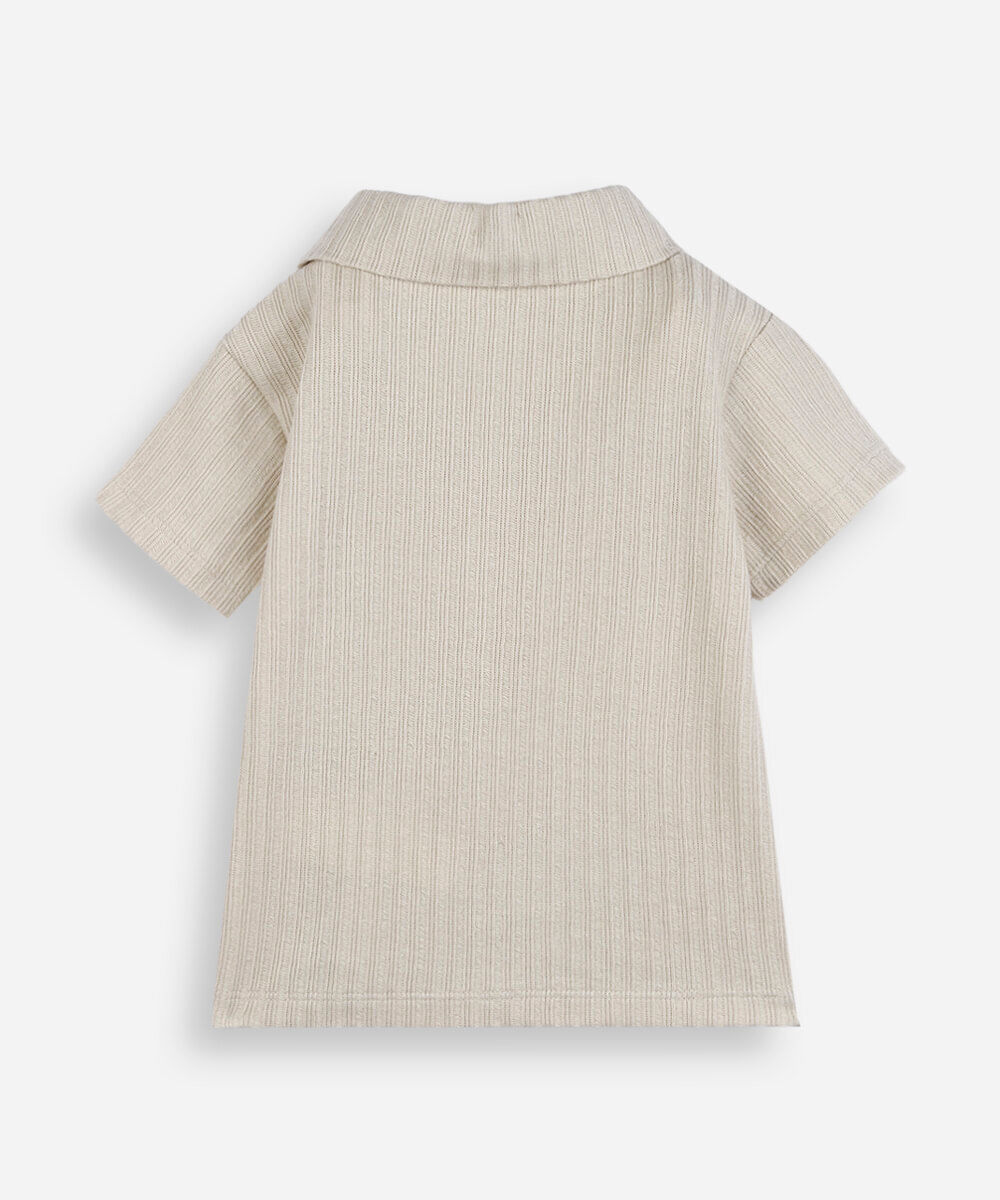 camisa infantil de malha texturizada bege