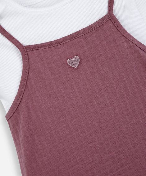 vestido infantil com blusa texturizado rosa