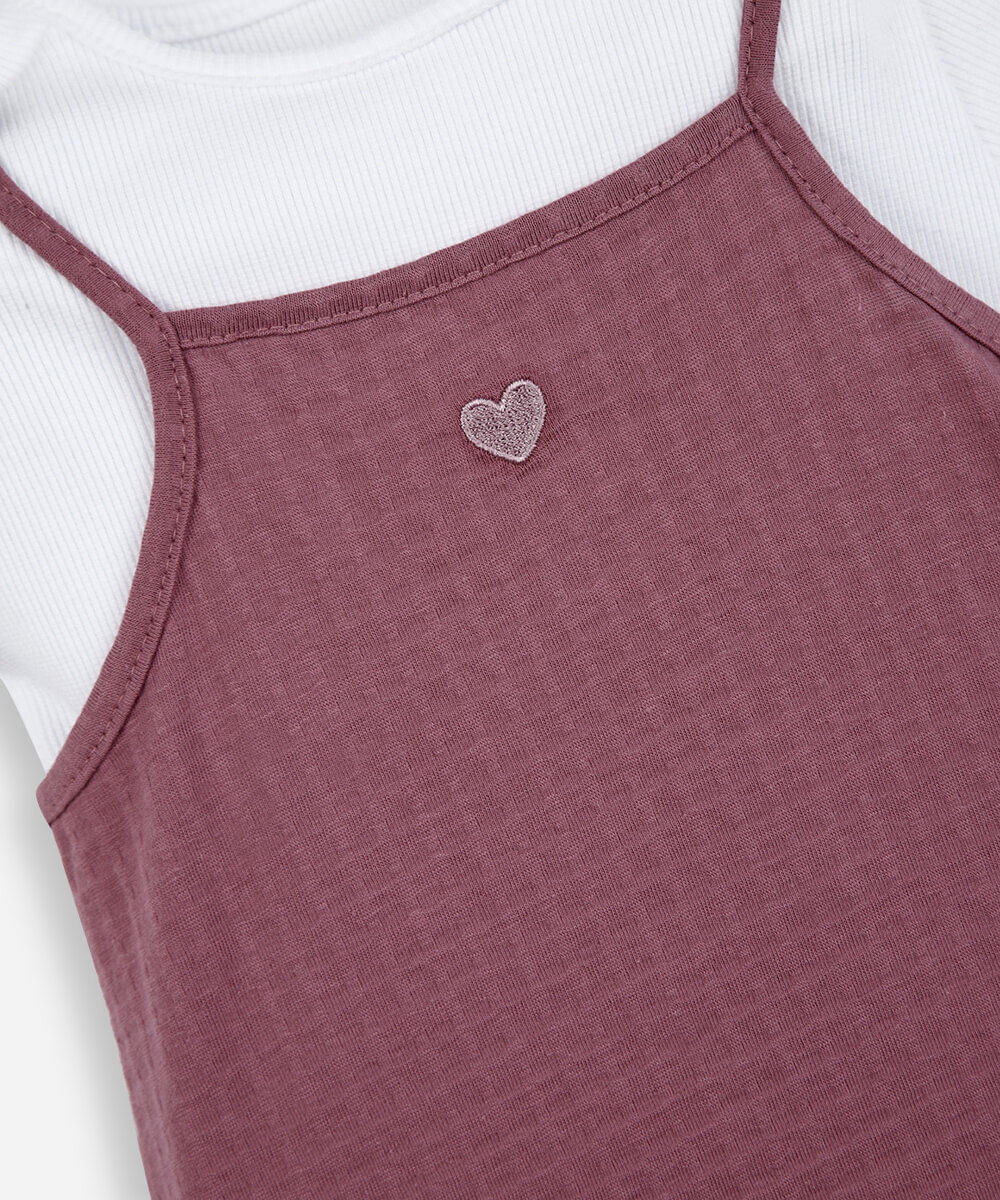vestido infantil com blusa texturizado rosa
