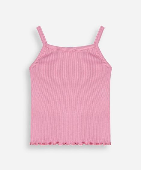 blusa de algodão infantil alça fina coração rosa
