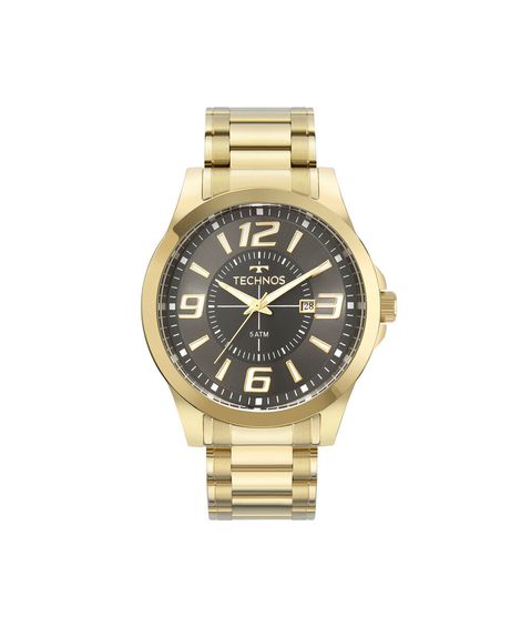 relógio masculino technos analógico calendário 2115laas 4c dourado