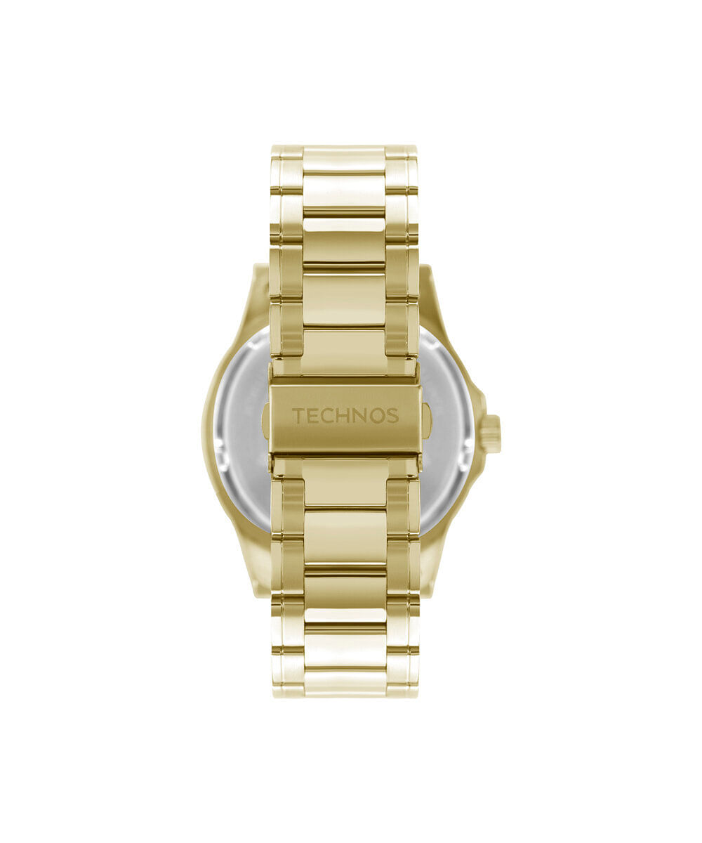 relógio masculino technos analógico calendário 2115laas 4c dourado