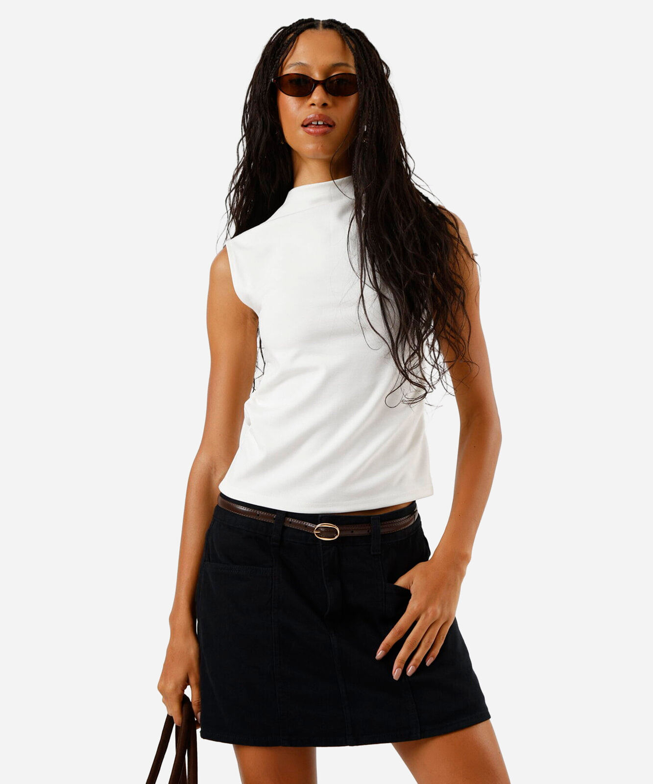 regata feminina de viscose com franzido off white