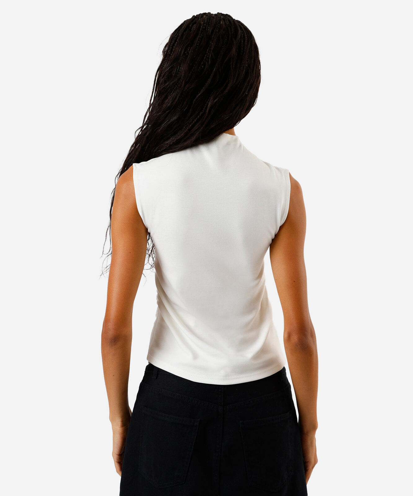 regata feminina de viscose com franzido off white