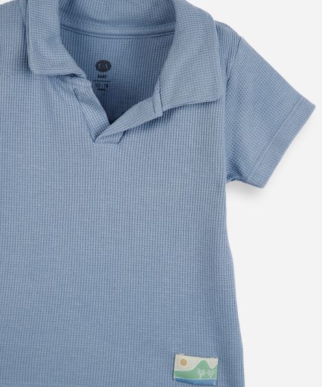 conjunto infantil polo de algodão azul