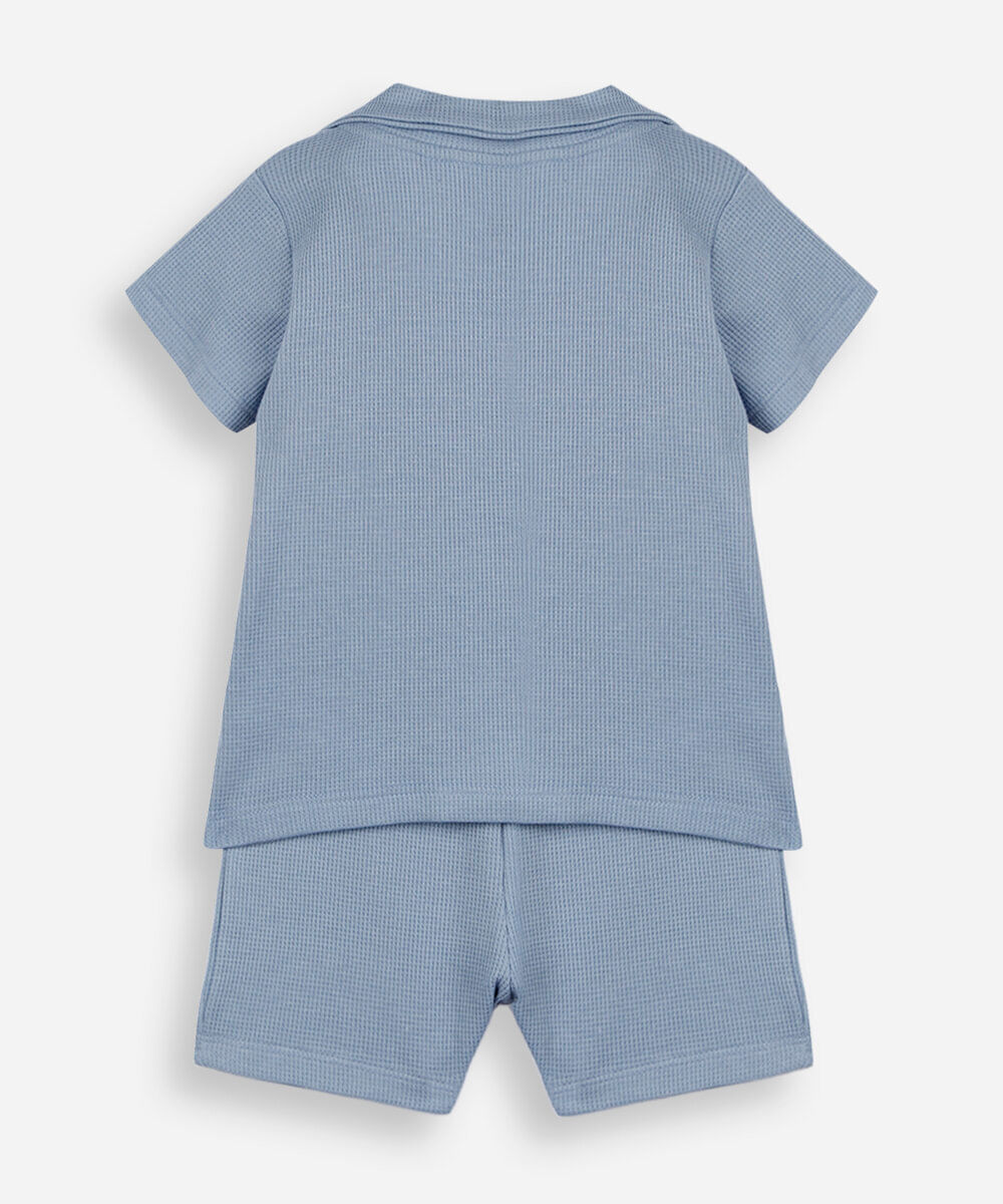 conjunto infantil polo de algodão azul
