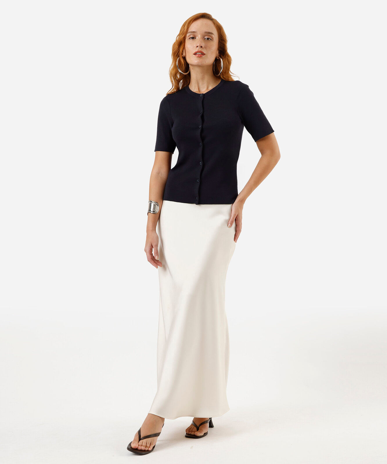 blusa feminina de tricot com botões azul