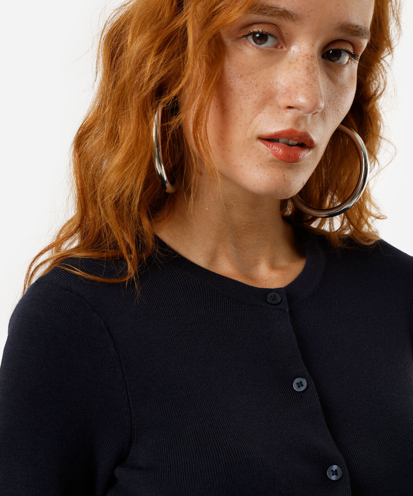 blusa feminina de tricot com botões azul