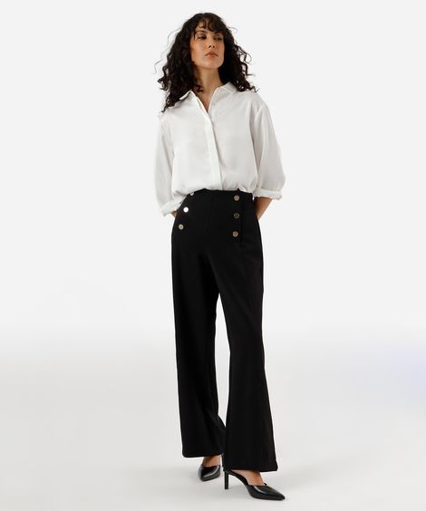 calça reta de alfaiataria feminina preta