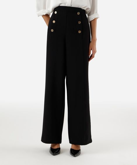 calça reta de alfaiataria feminina preta