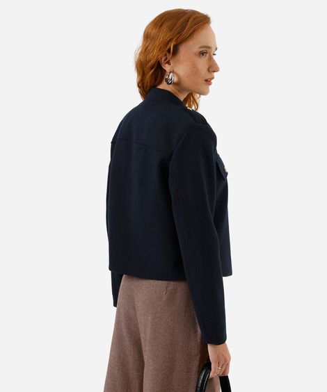 casaco feminino texturizado azul