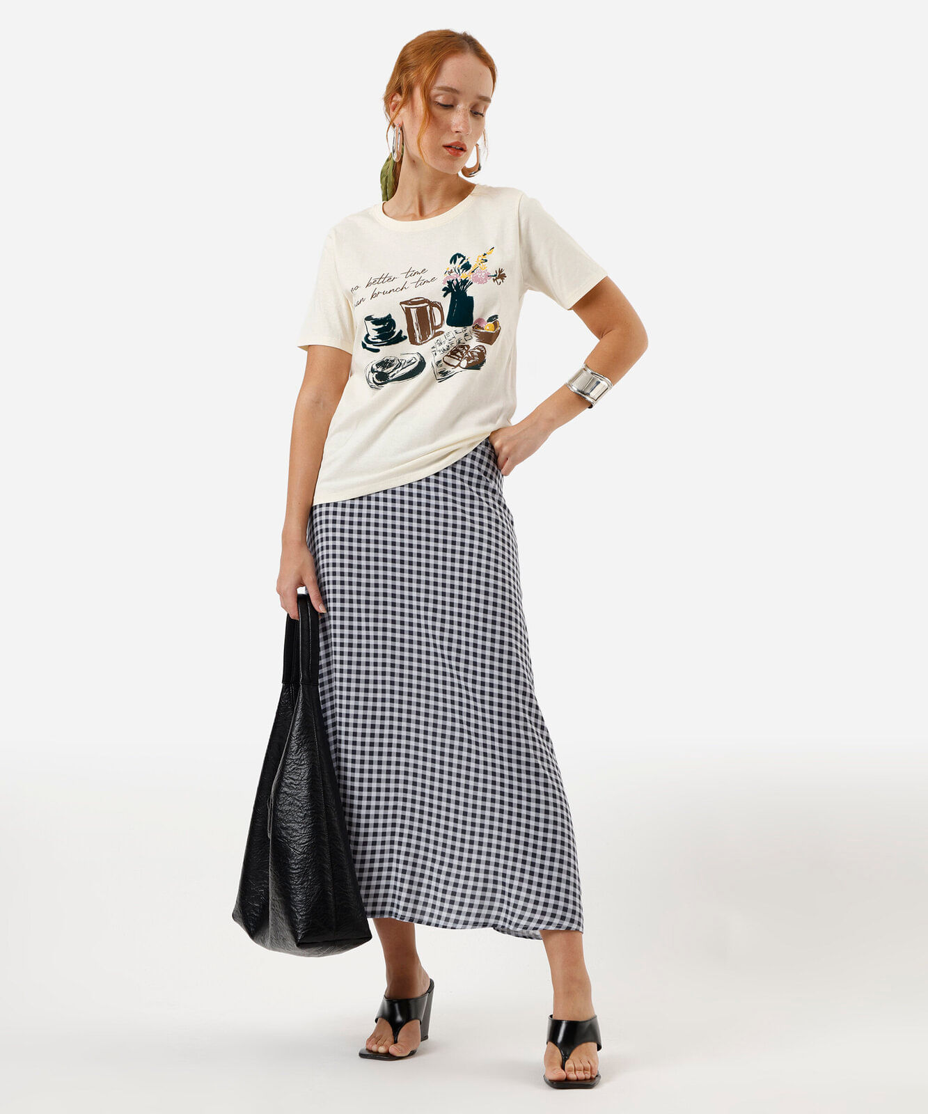 camiseta feminina brunch time amarela