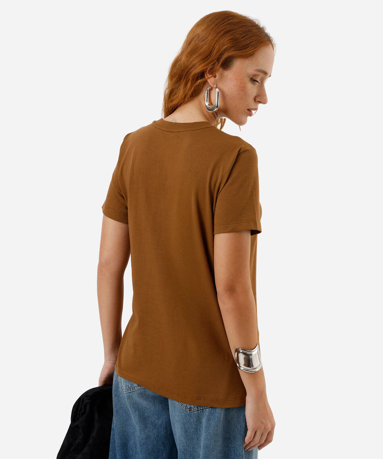 camiseta feminina energia de senhora marrom