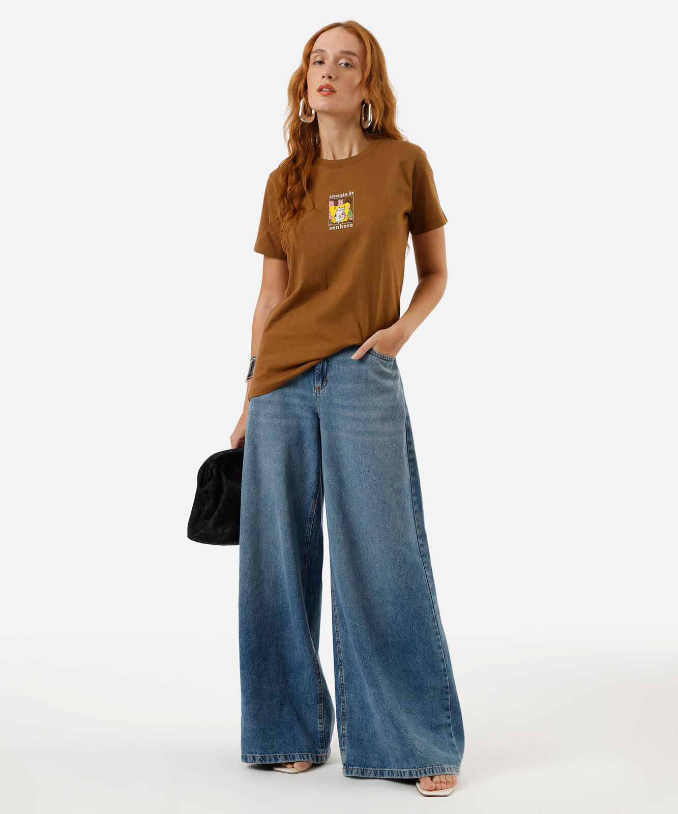 camiseta feminina energia de senhora marrom