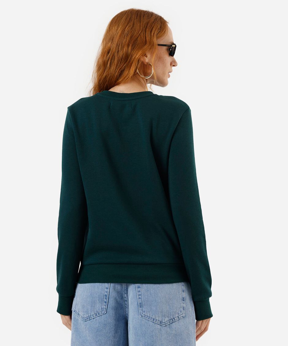 blusa básica feminina de moletom manga longa verde
