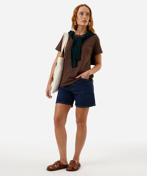 bermuda reta feminina jeans azul