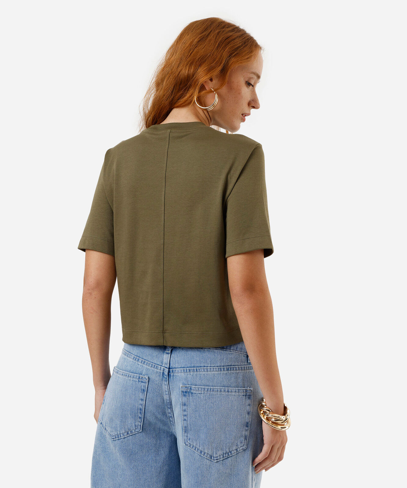 camiseta básica feminina de algodão peruano verde