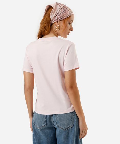 camiseta feminina de algodão the coffe crew rosa