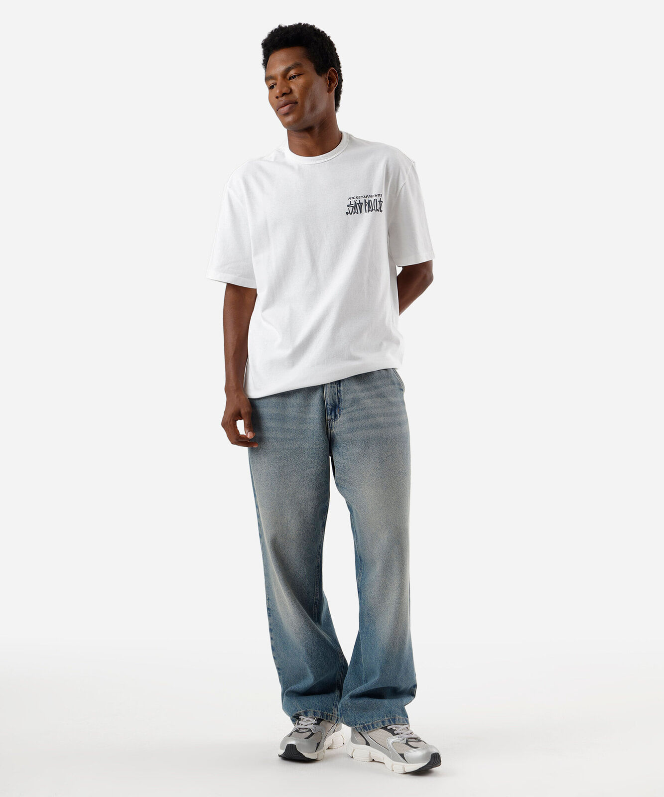 camiseta masculina em algodão turma do mickey são paulo off white
