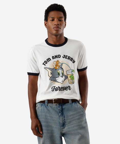 camiseta masculina de algodão looney tunes drink off white
