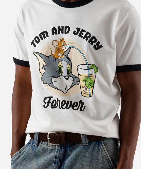 camiseta masculina de algodão looney tunes drink off white