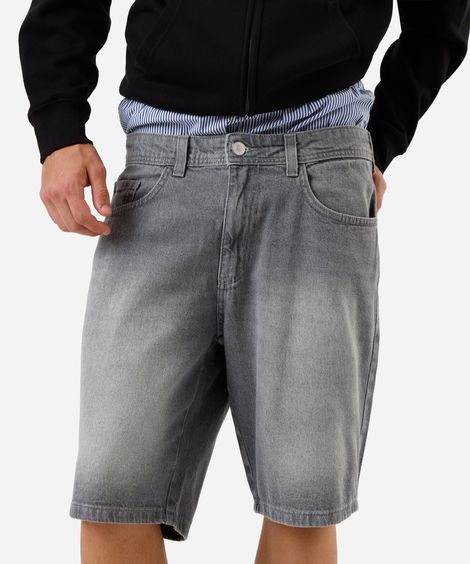 bermuda reta masculina jeans cinza