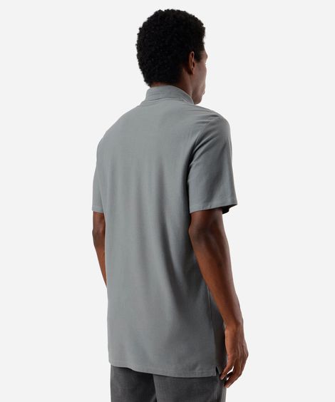 polo masculina de algodão manga curta cinza