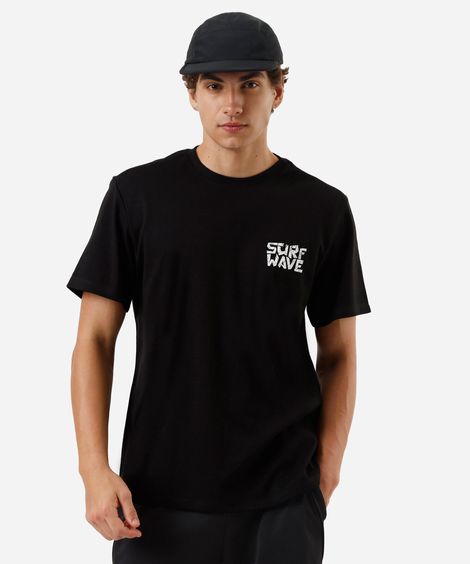 camiseta masculina com algodão estampada preta