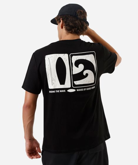 camiseta masculina com algodão estampada preta