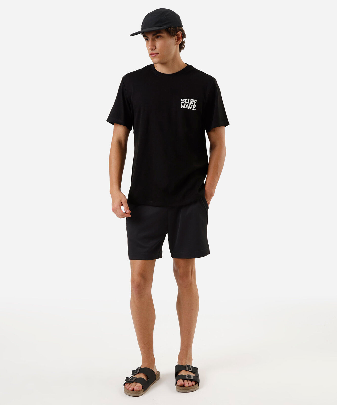 camiseta masculina com algodão estampada preta
