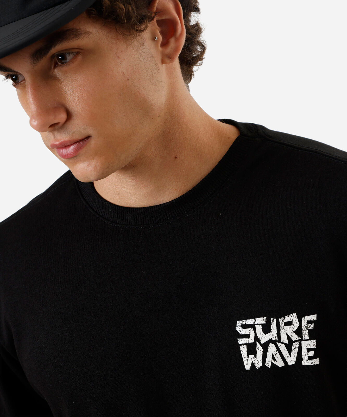 camiseta masculina com algodão estampada preta