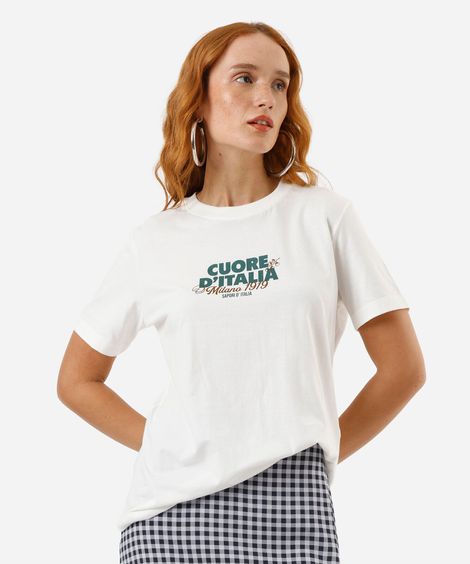 camiseta feminina cuore d'italia off white