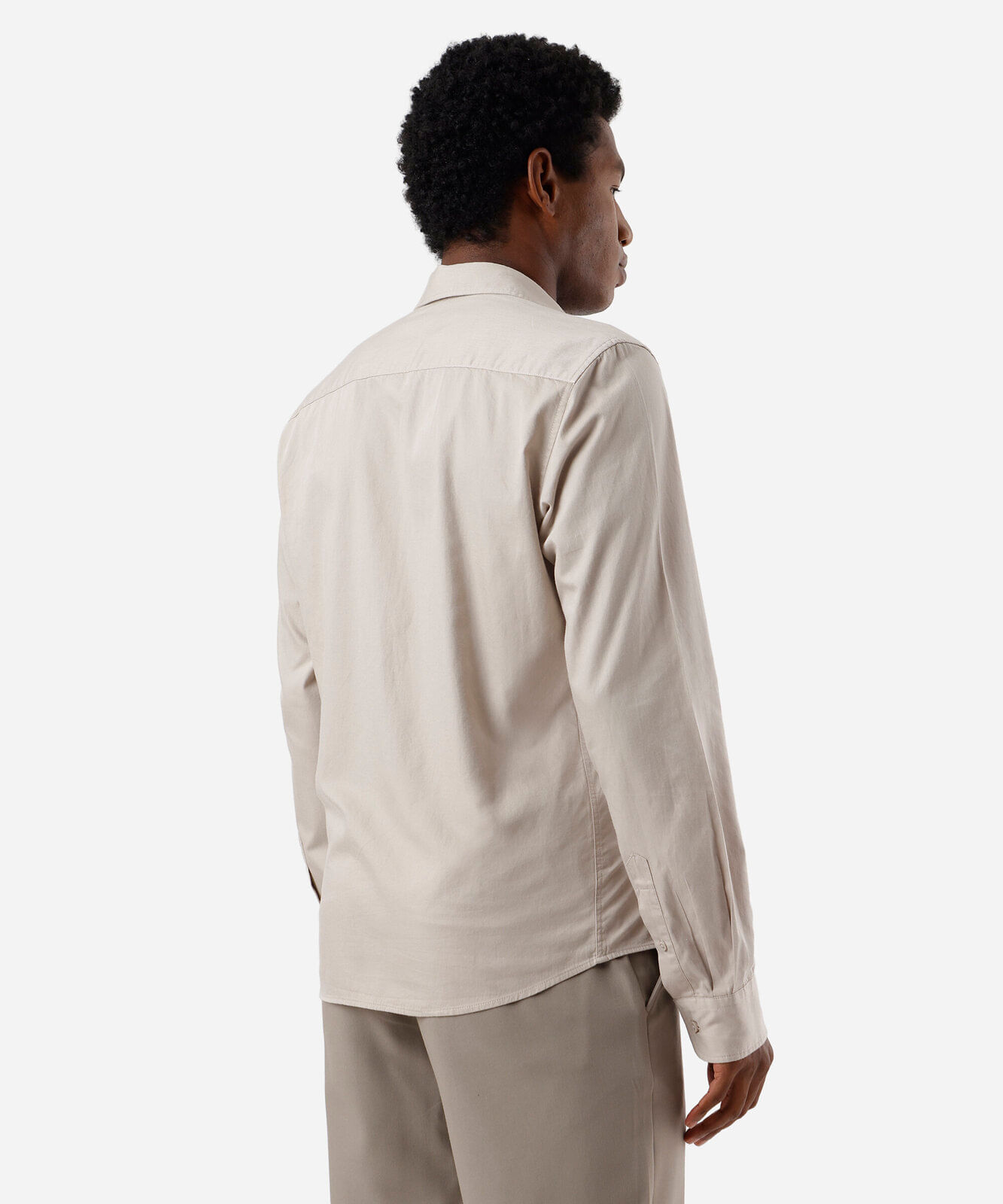 camisa slim fit masculina de algodão bege