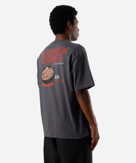 camiseta masculina com algodão ramen cinza