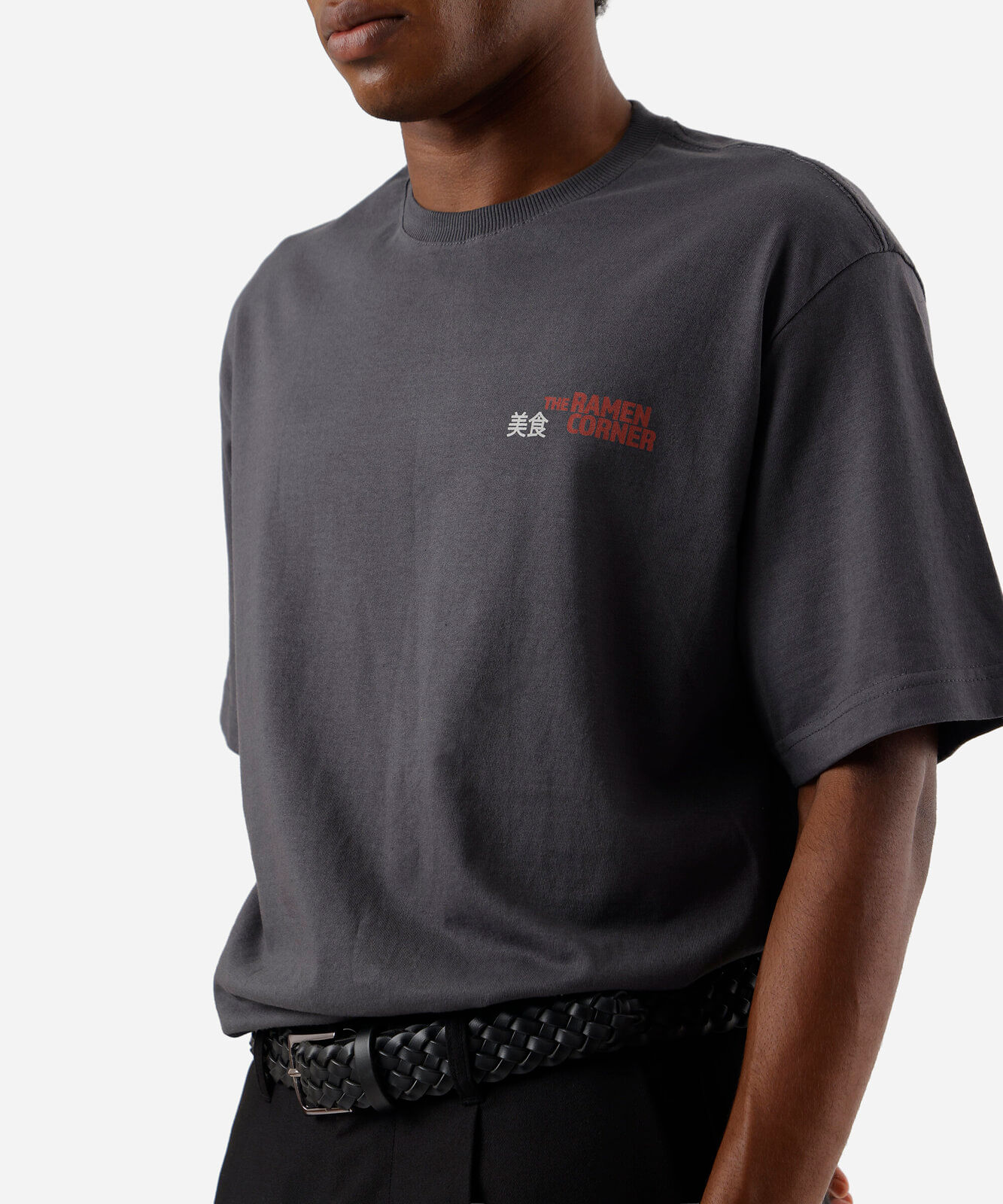 camiseta masculina com algodão ramen cinza