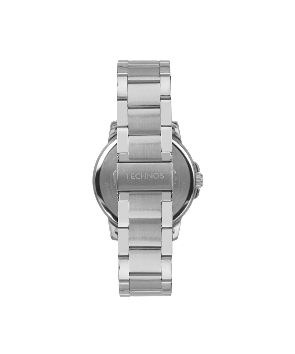relógio masculino technos analógico calendário 2315lav 1a prateado