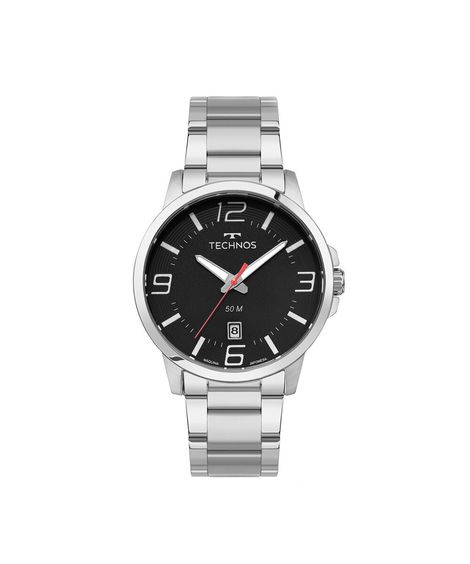 relógio masculino technos analógico calendário 2315lba 1p prateado