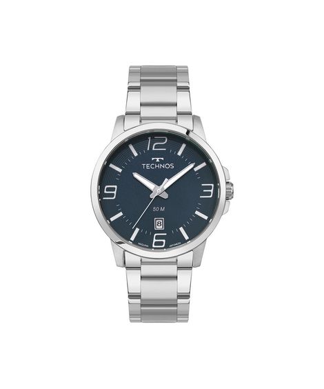 relógio masculino technos analógico calendário 2315lba1a prateado