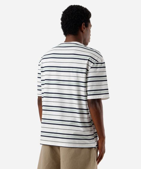 camiseta masculina de algodão listrada colorida