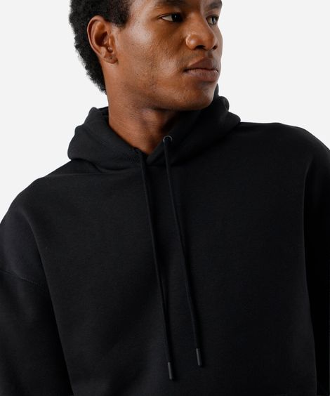 blusão masculino de moletom com capuz oversized preto