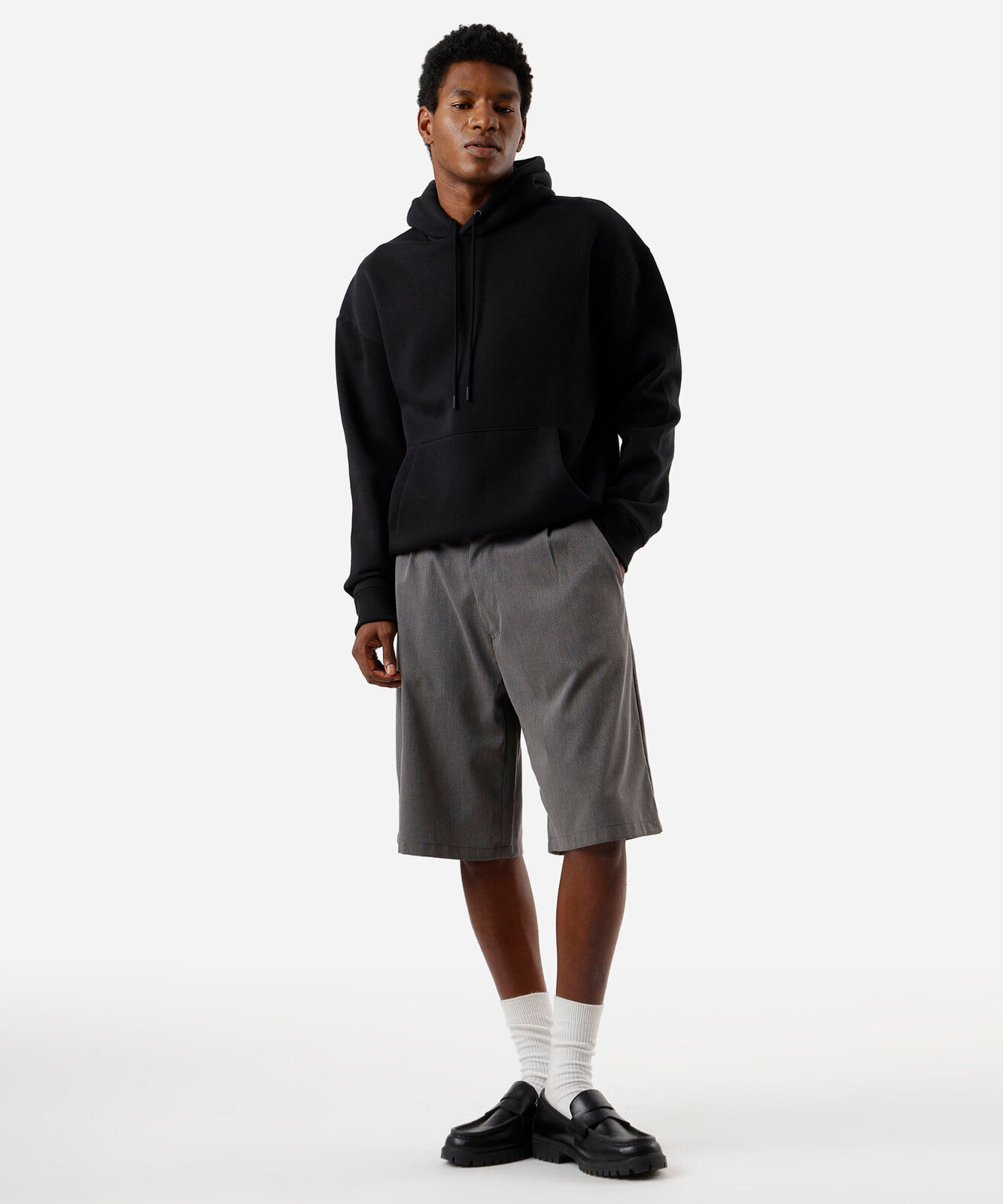 blusão masculino de moletom com capuz oversized preto