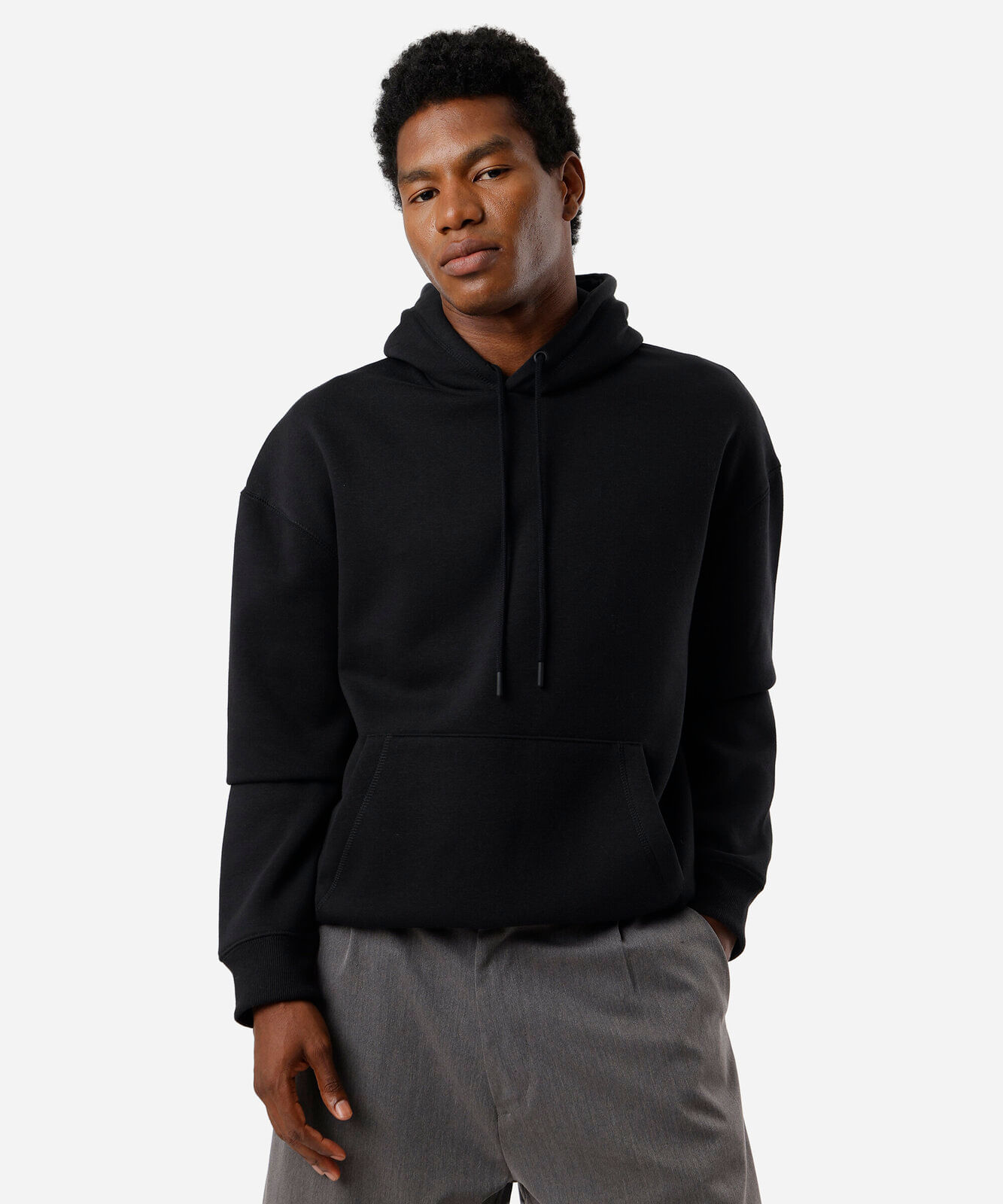 blusão masculino de moletom com capuz oversized preto