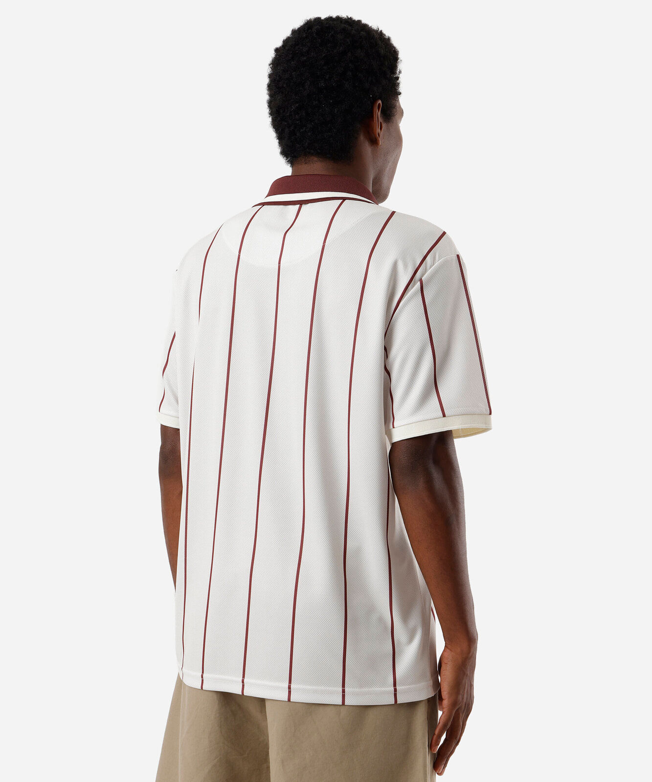 camiseta masculina com gola one piece listrada off white