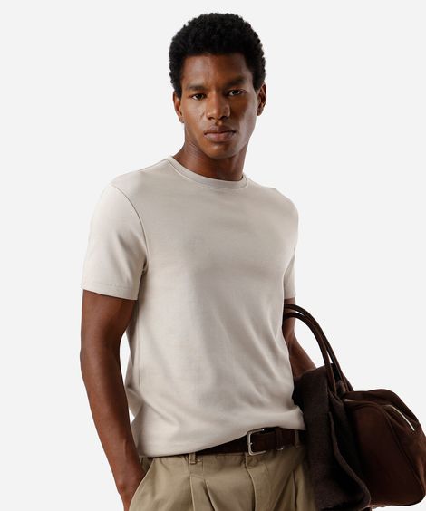 camiseta masculina de algodão peruano slim fit cinza