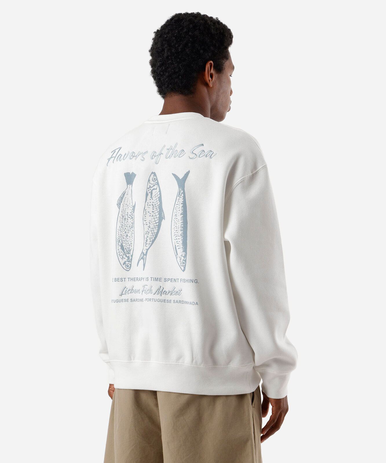 blusão masculino de moletom sardinhas cropped branco