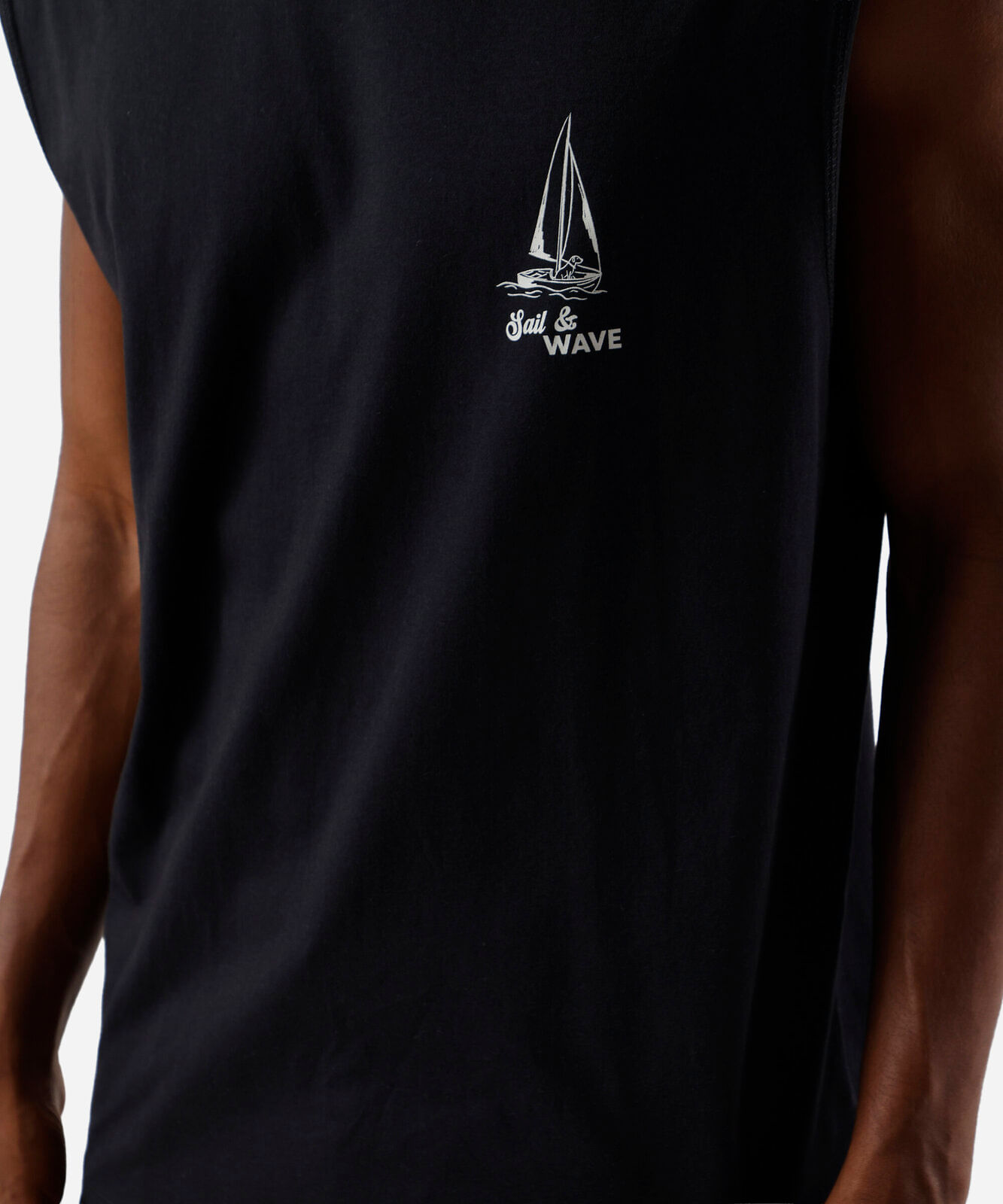 regata machão masculina de algodão estampada barco cão preta