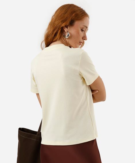 camiseta feminina de algodão peruano snoopy amarelo