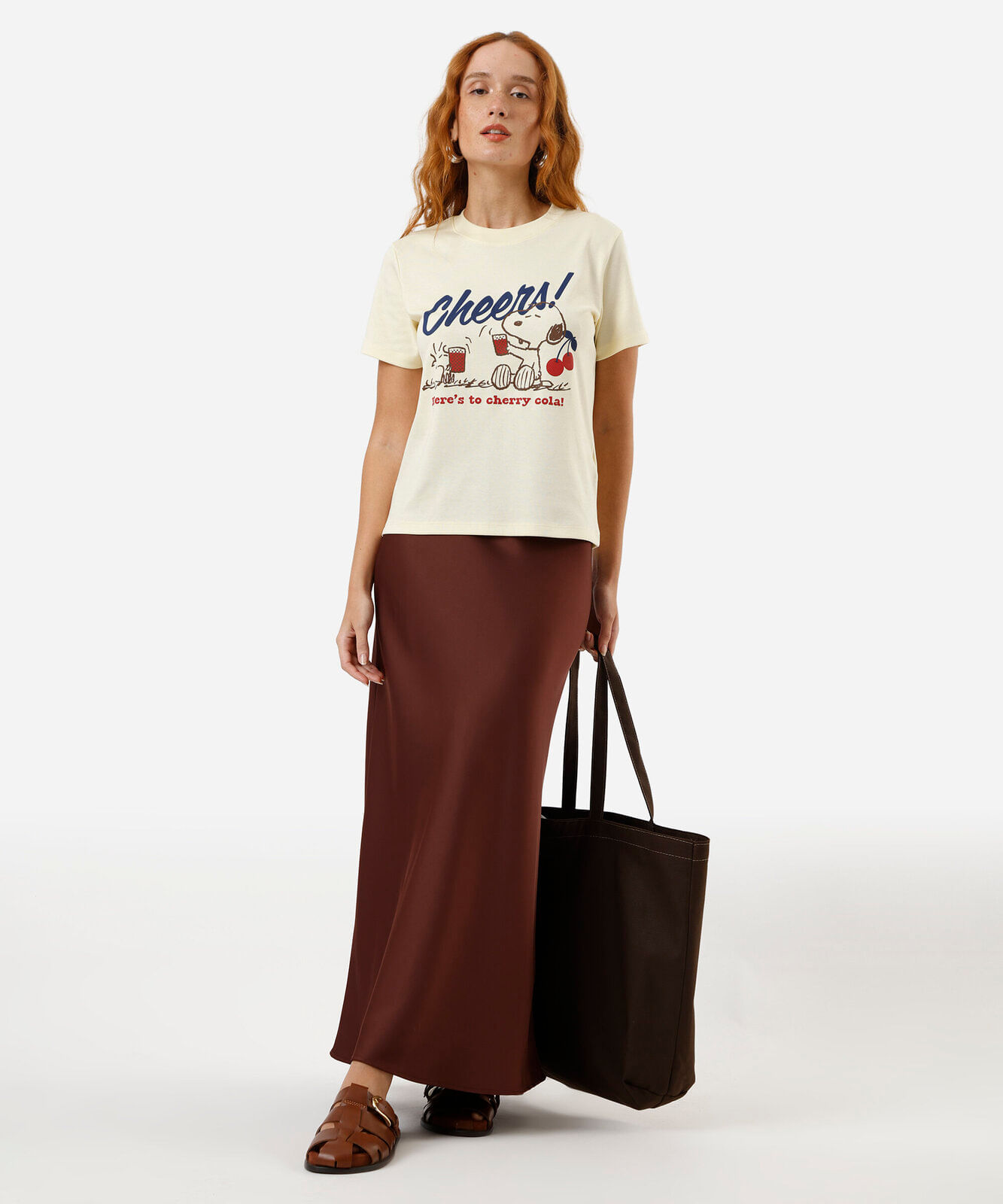 camiseta feminina de algodão peruano snoopy amarelo